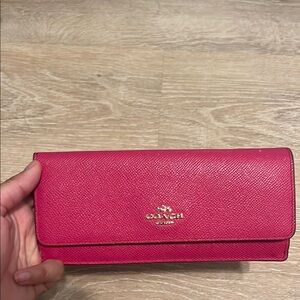 Coach Pink Crossgrain Leather Wallet